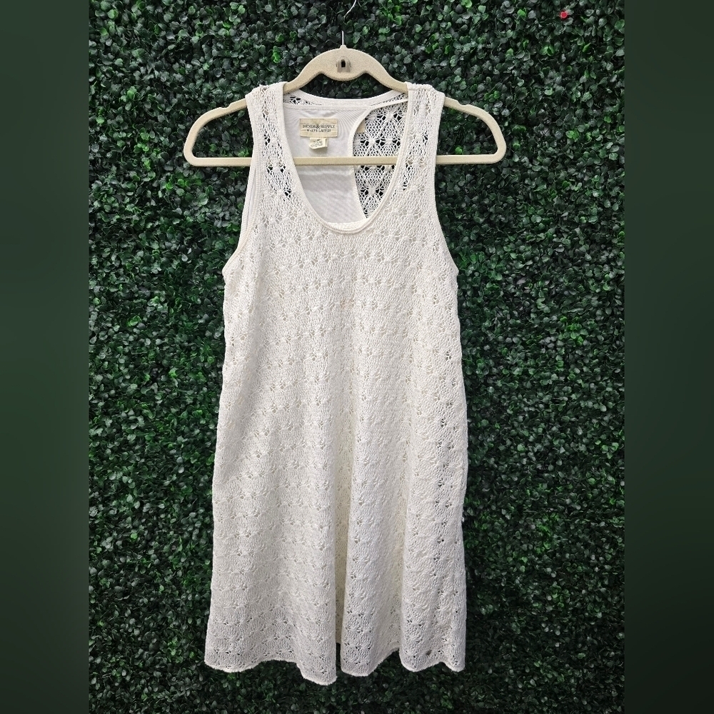 DENIM SUPPLY Ralph Lauren Ivory White Crochet Boho Dress Slip Size Medium